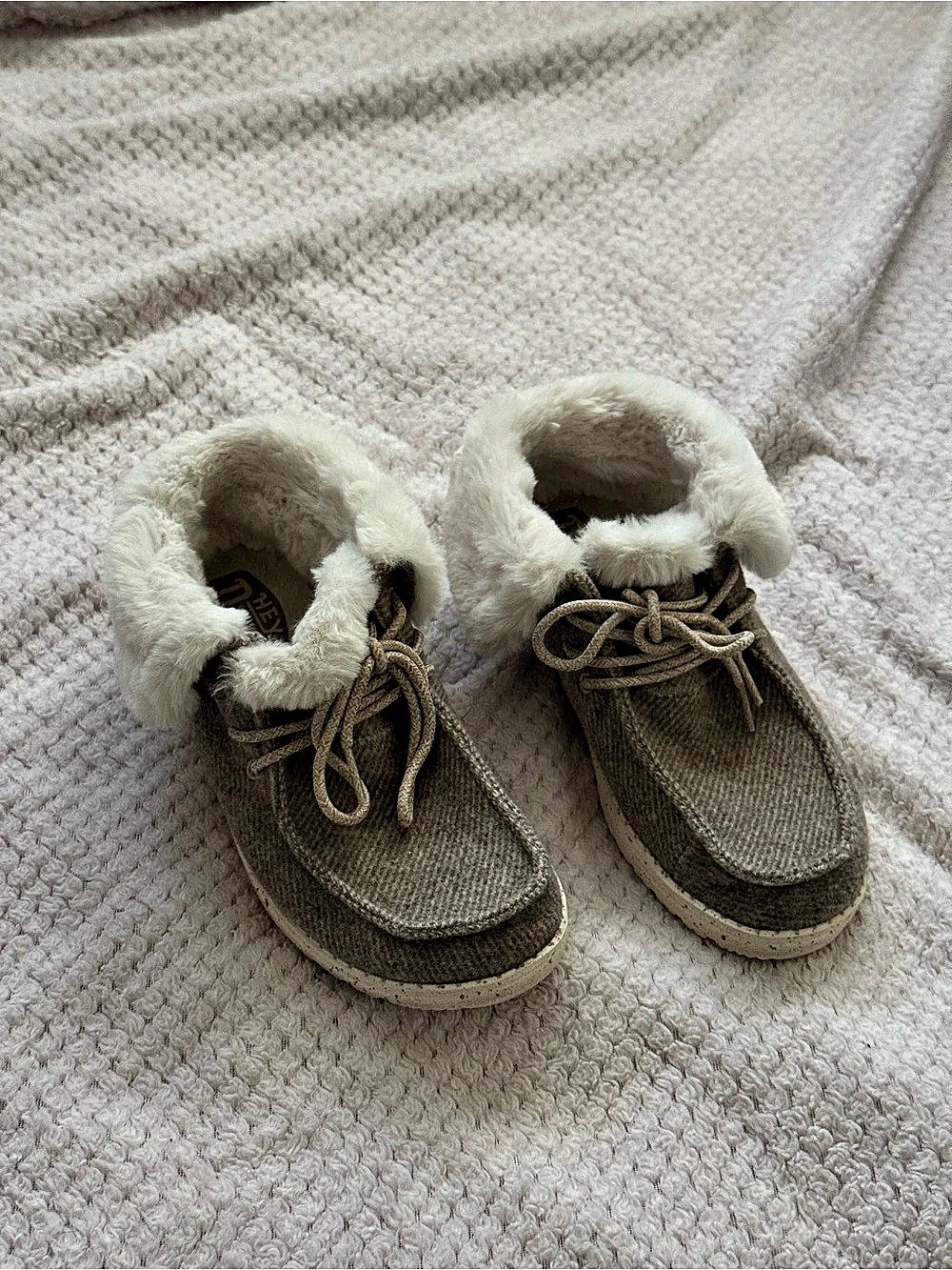 Hey Dude Wendy Fold Cozy Winter Boots in Brown & White
